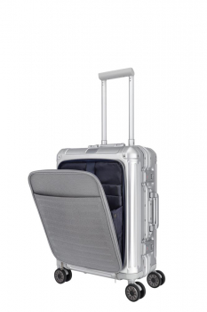 Travelite NEXT 4w Trolley S mit Vortasche silber