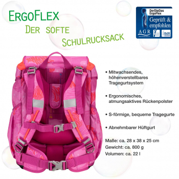 DER DIE DAS Schultaschenset ErgoFlex Roses 5tlg