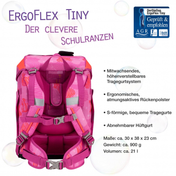 DER DIE DAS Schultaschenset ErgoFlex Tiny Roses 5tlg