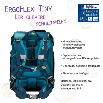 DER DIE DAS Schultaschenset ErgoFlex Tiny 5tlg Magic Light