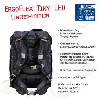 DER DIE DAS Schultaschenset ErgoFlex Tiny LED Crazy 5tlg