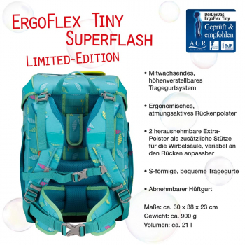 DER DIE DAS Schultaschenset ErgoFlex Tiny Superflash 5tlg Paradise