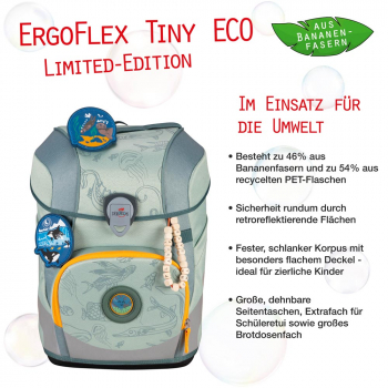 DER DIE DAS Schultaschenset ErgoFlex Tiny Eco 5tlg Grey Planet