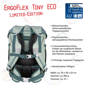 DER DIE DAS Schultaschenset ErgoFlex Tiny Eco 5tlg Grey Planet