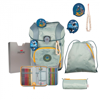 DER DIE DAS Schultaschenset ErgoFlex Tiny Eco 5tlg Grey Planet