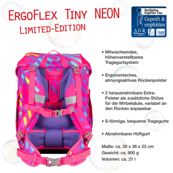 DER DIE DAS Schultaschenset ErgoFlex Tiny Neon 5tlg Punkie