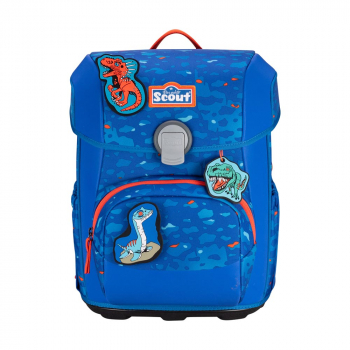 SCOUT Schultaschenset Neo Superflash Blue Dino 4tlg