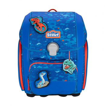 SCOUT Schultaschenset Genius Superflash 4tlg Blue Dino