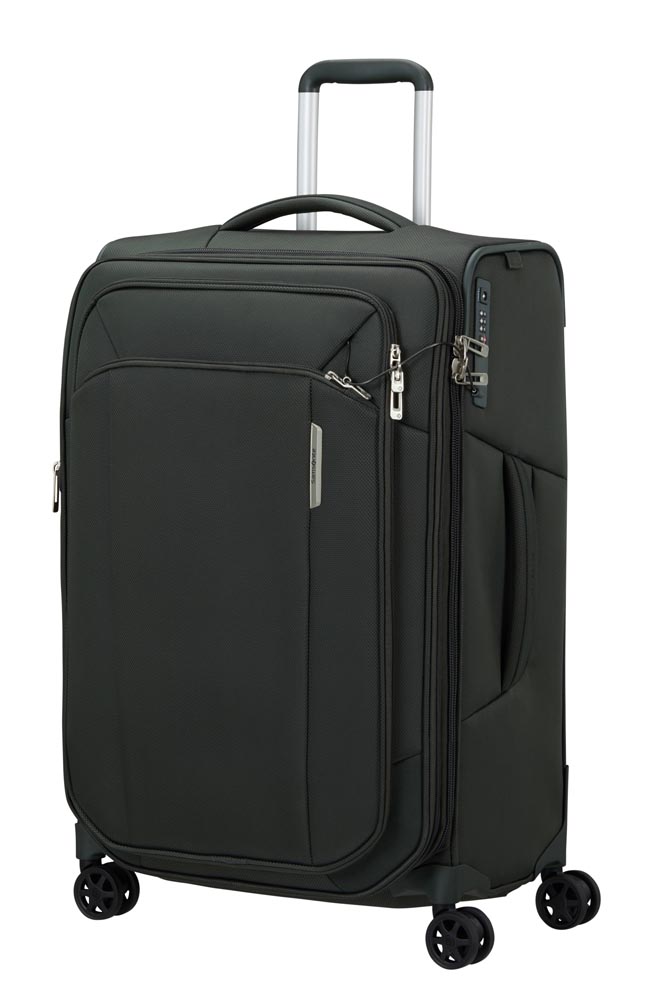 Samsonite Essens Spinner Cabin Bagaglio A Mano 55x40x20 Cm, 4 Ruote, Valigia Rigida In Polipropilene Riciclato, Verde Alpino