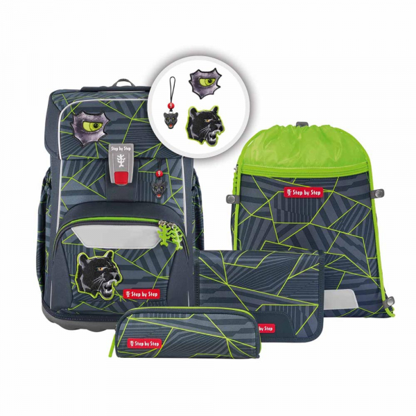 StepbyStep GIANT DARK CAT CHIKO Schulrucksack-Set