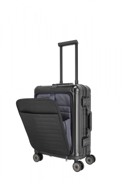 Travelite NEXT Aluminium Trolley S+ mit Vortasche schwarz