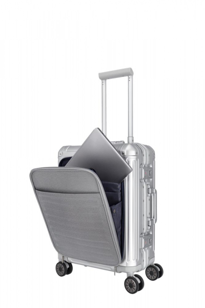 Travelite NEXT 4w Trolley S mit Vortasche silber