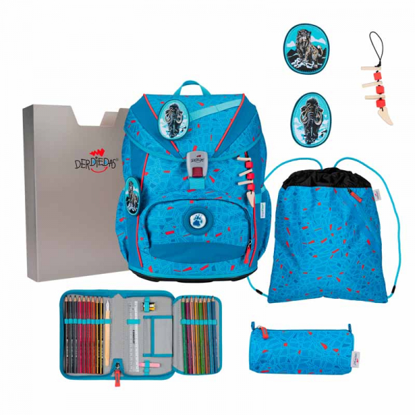 Schultaschenset ErgoFlex LightSuperflash DER DIE DAS 5tlg Blue Ice