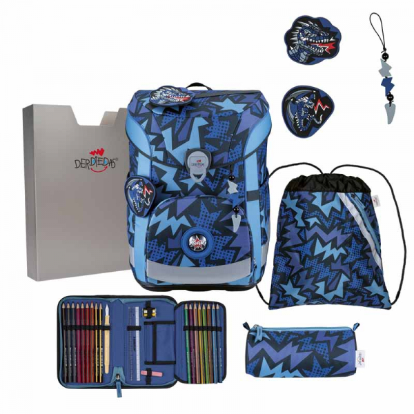 Schultaschenset ErgoFlex Easy Dark Drago DER DIE DAS 5tlg