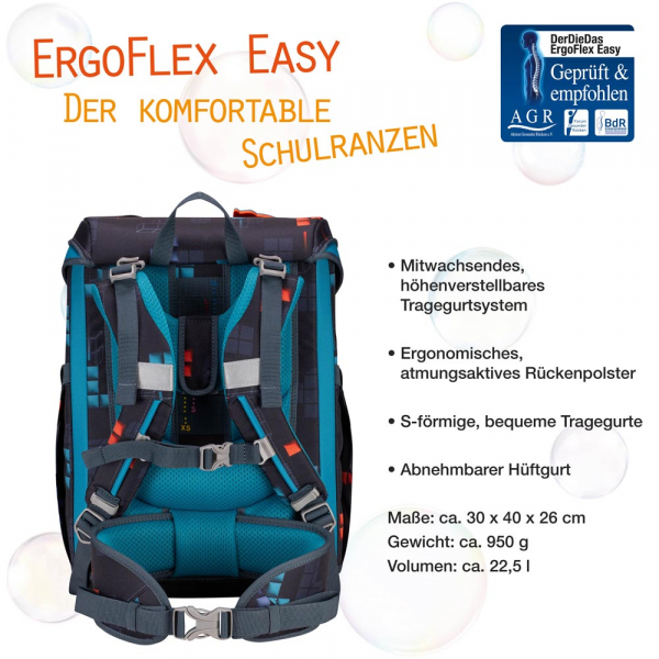 DER DIE DAS Schultaschenset ErgoFlex Easy 5tlg Ninja Fighter