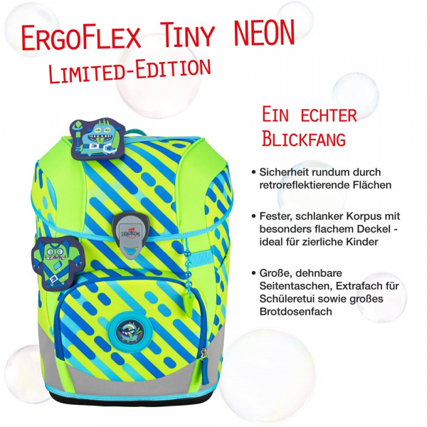 DER DIE DAS Schultaschenset ErgoFlex Tiny Neon 5tlg Monster