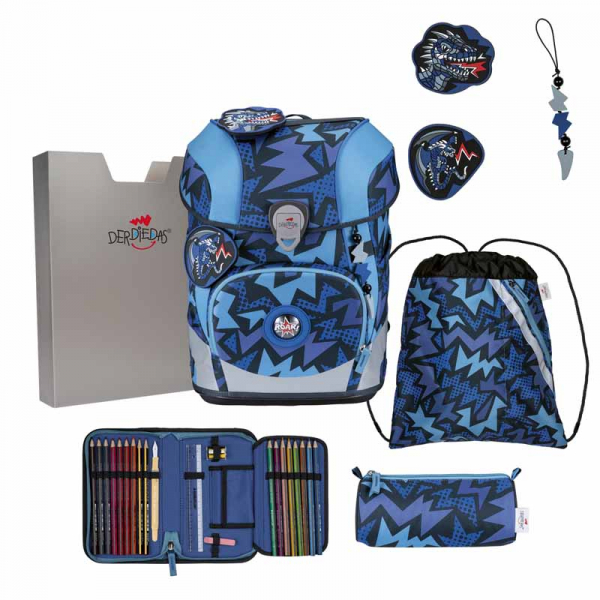 Schultaschenset ErgoFlex Tiny Dark Drago DER DIE DAS 5tlg