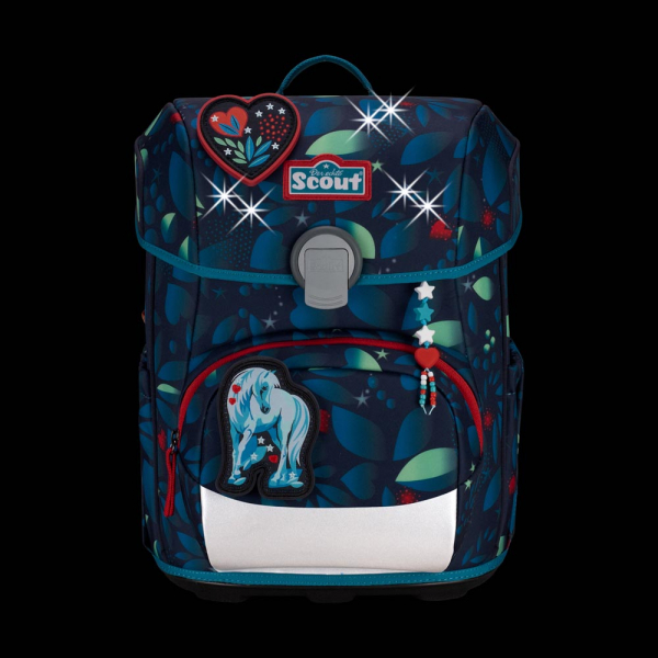 SCOUT Schultaschenset Neo LED White Unicorn 4tlg