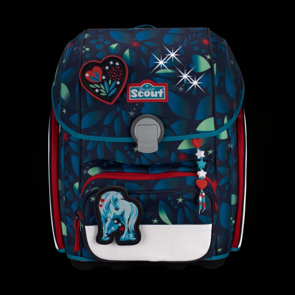 SCOUT Schultaschenset Genius LED White Unicorn 4tlg